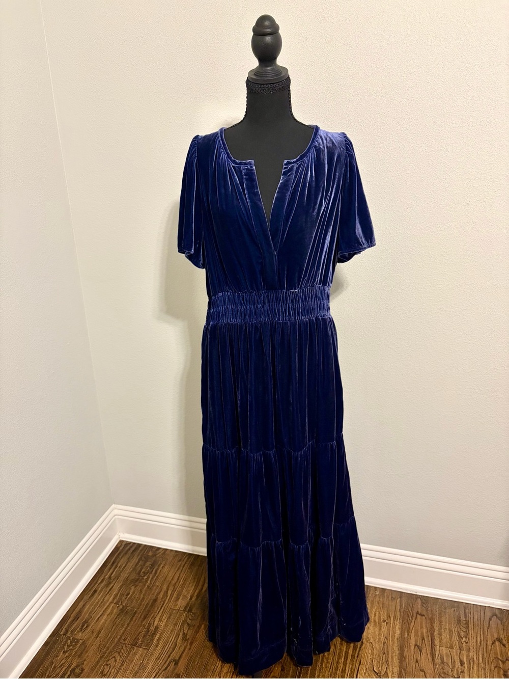Anthropologie Somerset Velvet Maxi Dress Cobalt Navy L NWOT